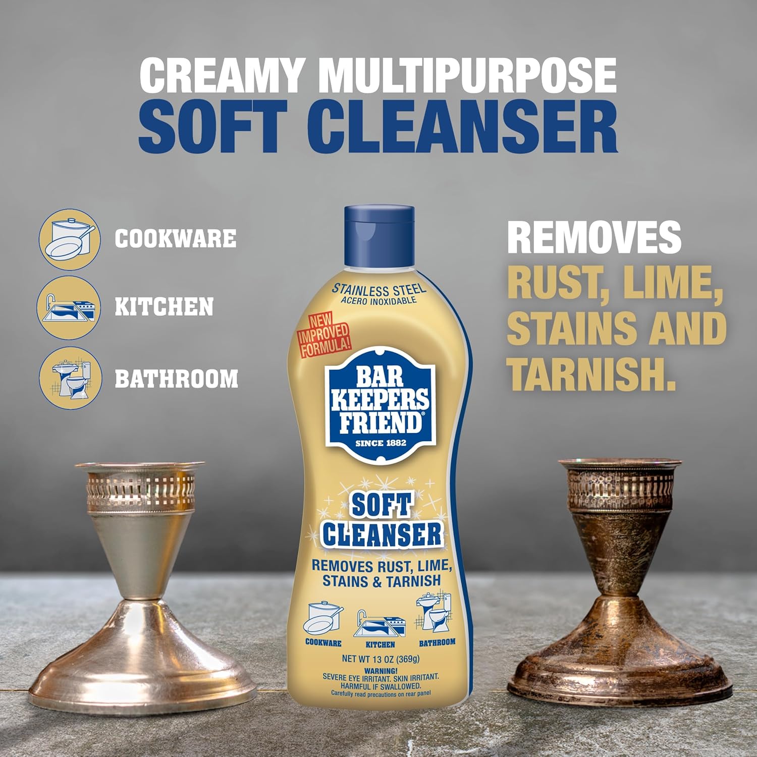 Bar Keepers Friend Soft Cleanser Liquid (2 x 13 Ounce) Multipurpose Cleaner & Rust Stain Remover for Stainless Steel, Porcelain, Ceramic Tile & More