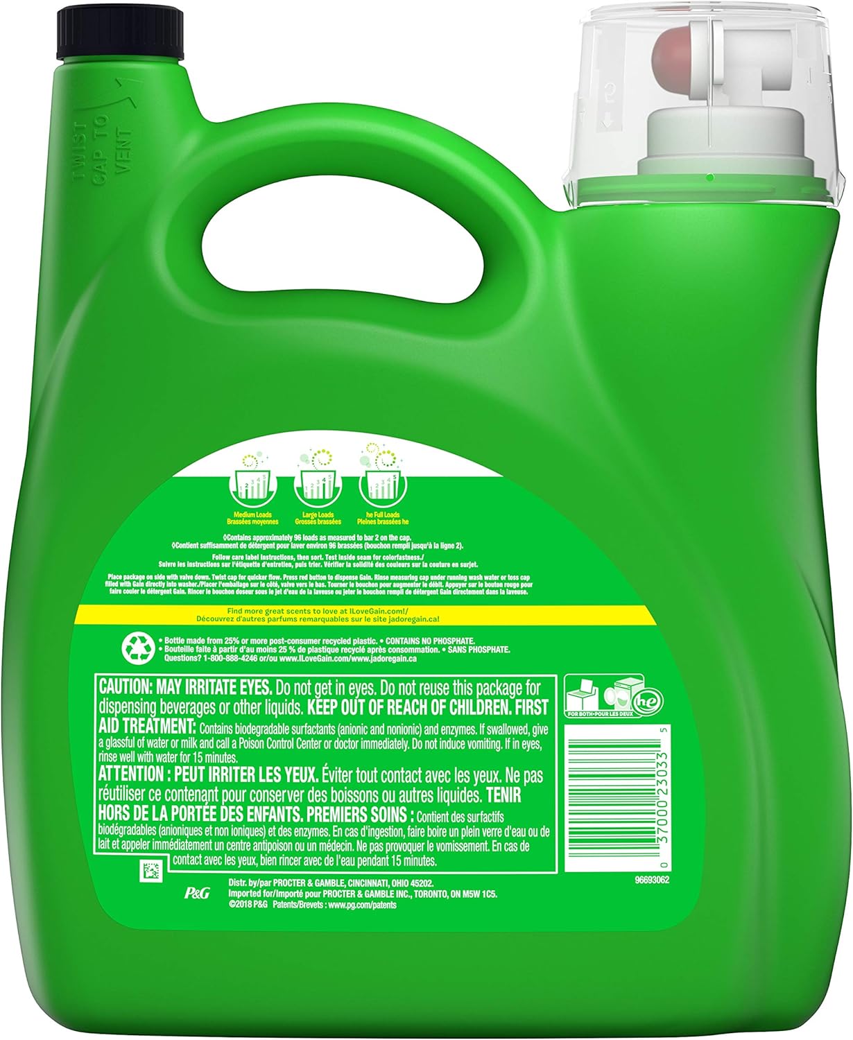 Gain + Aroma Boost Liquid Laundry Detergent, Original, 96 Loads 150 fl oz