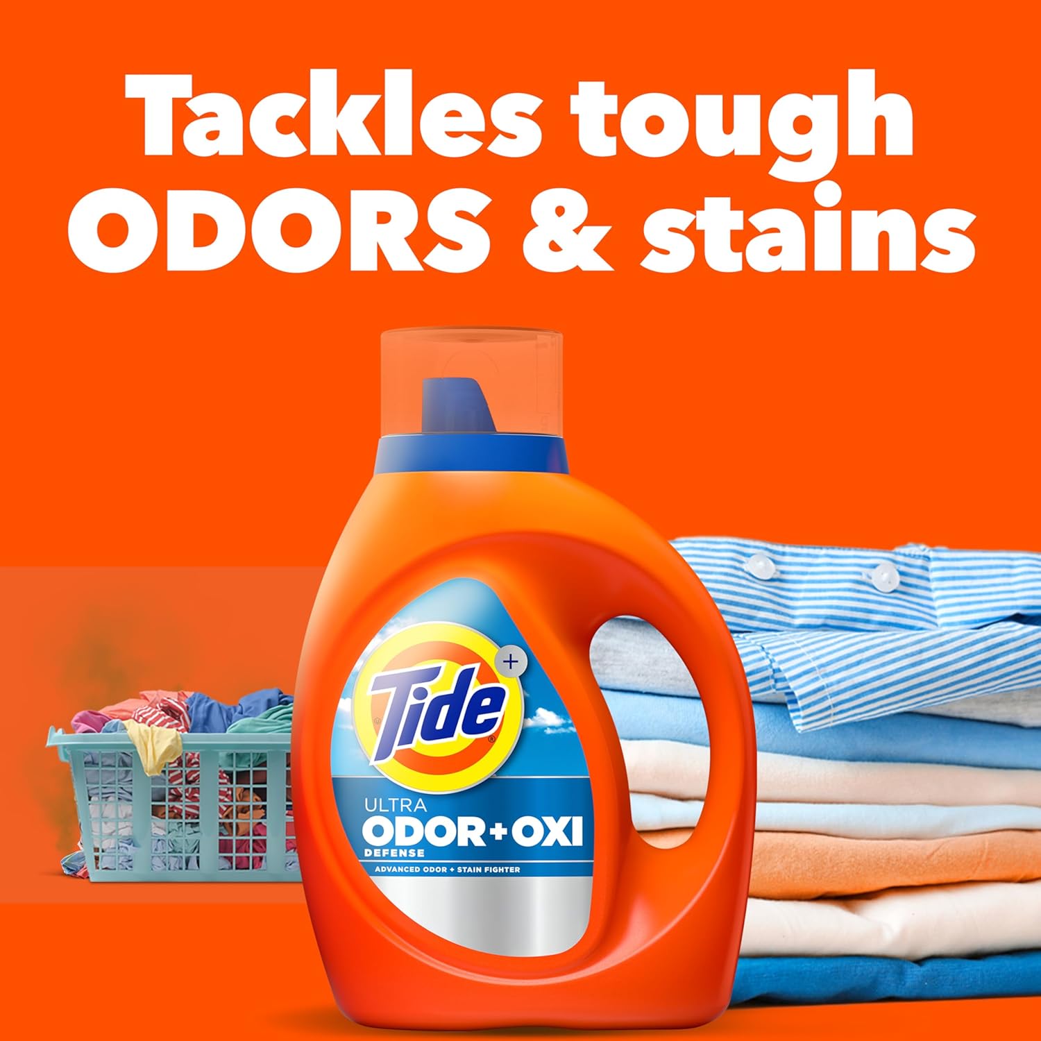 Tide Ultra Odor Defense Plus Oxi Liquid Laundry Detergent, 132 fl oz, 94 Loads, Advanced Odor and Stain Fighting Laundry Detergent Liquid