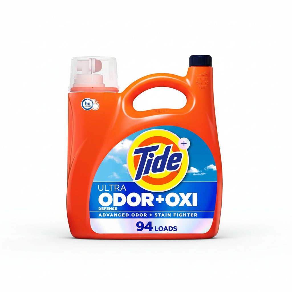 Tide Ultra Odor Defense Plus Oxi Liquid Laundry Detergent, 132 fl oz, 94 Loads, Advanced Odor and Stain Fighting Laundry Detergent Liquid
