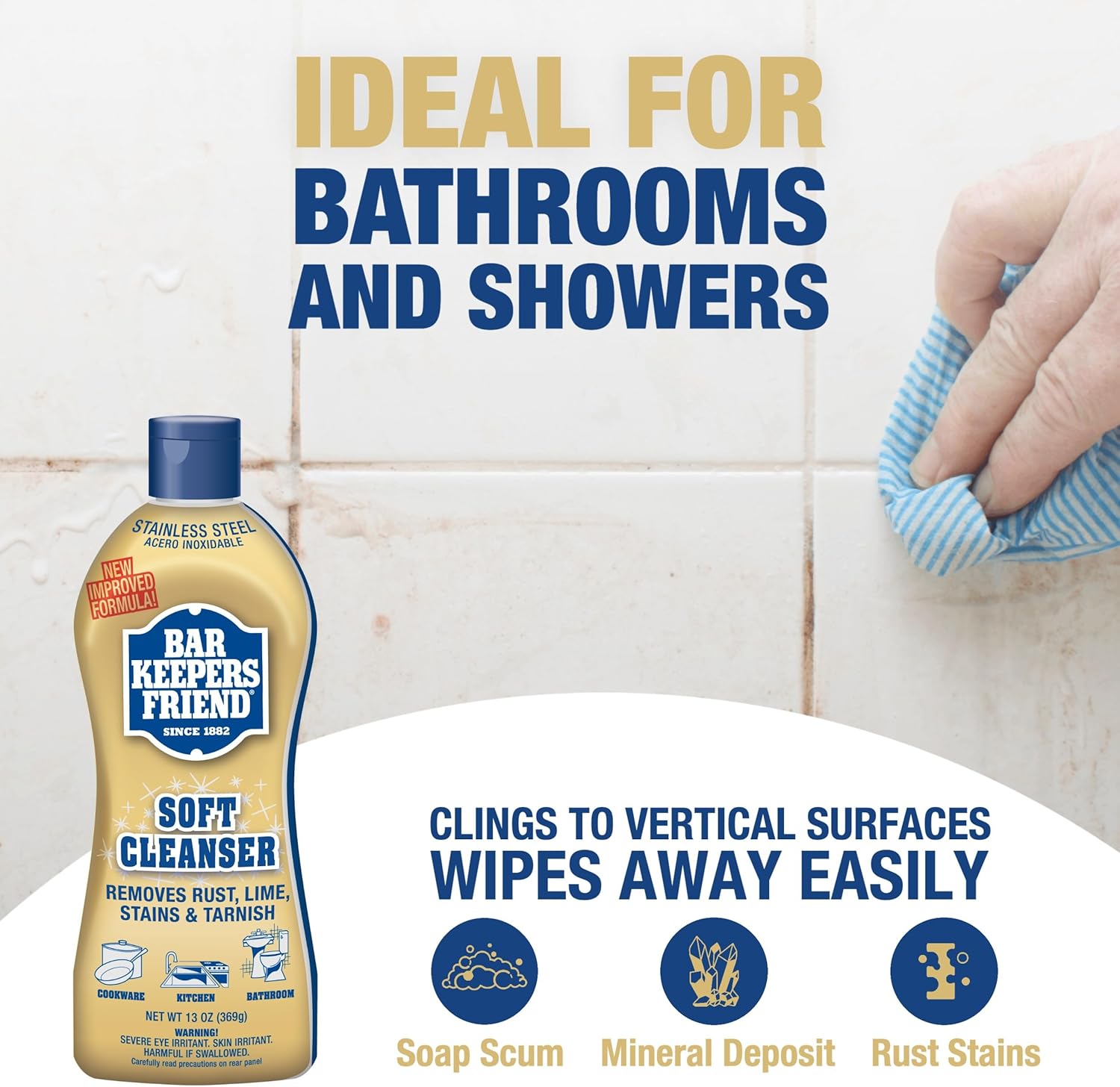 Bar Keepers Friend Soft Cleanser Liquid (2 x 13 Ounce) Multipurpose Cleaner & Rust Stain Remover for Stainless Steel, Porcelain, Ceramic Tile & More