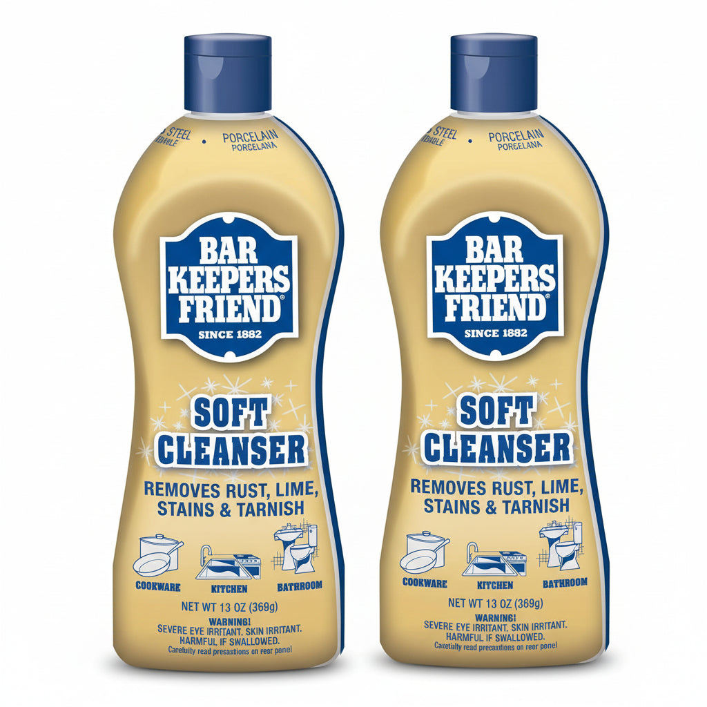 Bar Keepers Friend Soft Cleanser Liquid (2 x 13 Ounce) Multipurpose Cleaner & Rust Stain Remover for Stainless Steel, Porcelain, Ceramic Tile & More