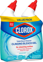 CLOROX Toilet Bowl Cleaner Clinging Bleach Gel, Ocean Mist, 24 Fl Oz, Pack of 2 (Package May Vary)