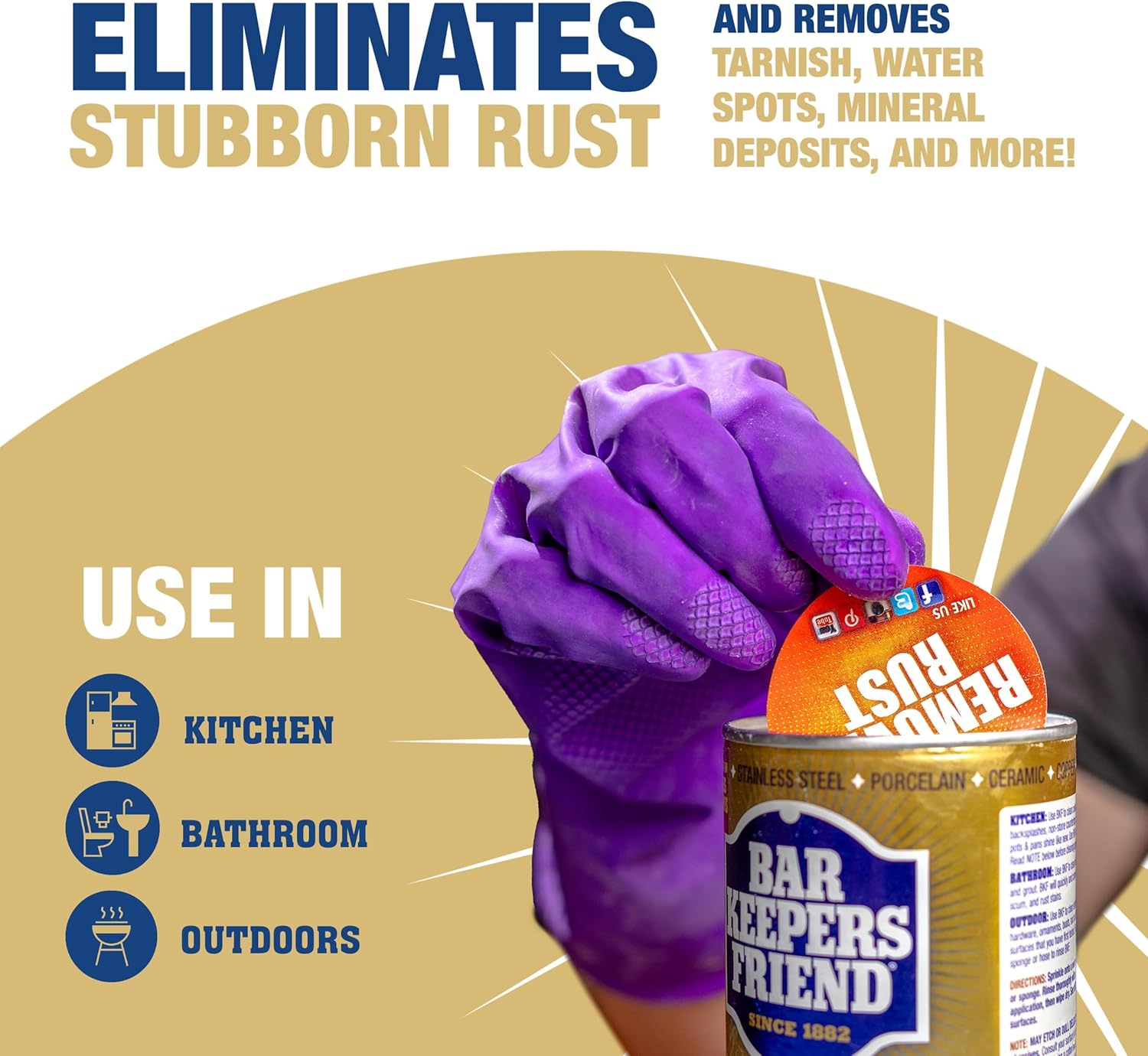 Bar Keepers Friend Powder Cleanser (2 x 12 oz) Multipurpose Cleaner, Stain & Rust Remover for Bathroom, Kitchen & Outdoor Use on Stainless Steel, Aluminum, Brass, Tile, Ceramic, Porcelain & More